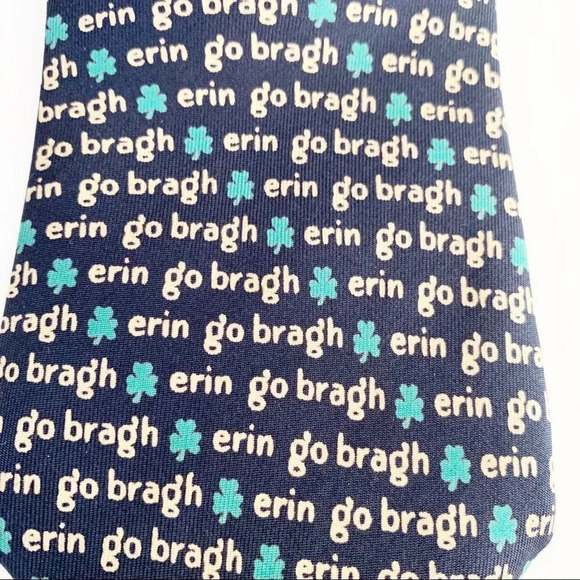 Allyn Erin Go Bragh‎ Ireland Necktie St Patrick’s Day Irish Green Shamrocks Tie - Picture 3 of 6